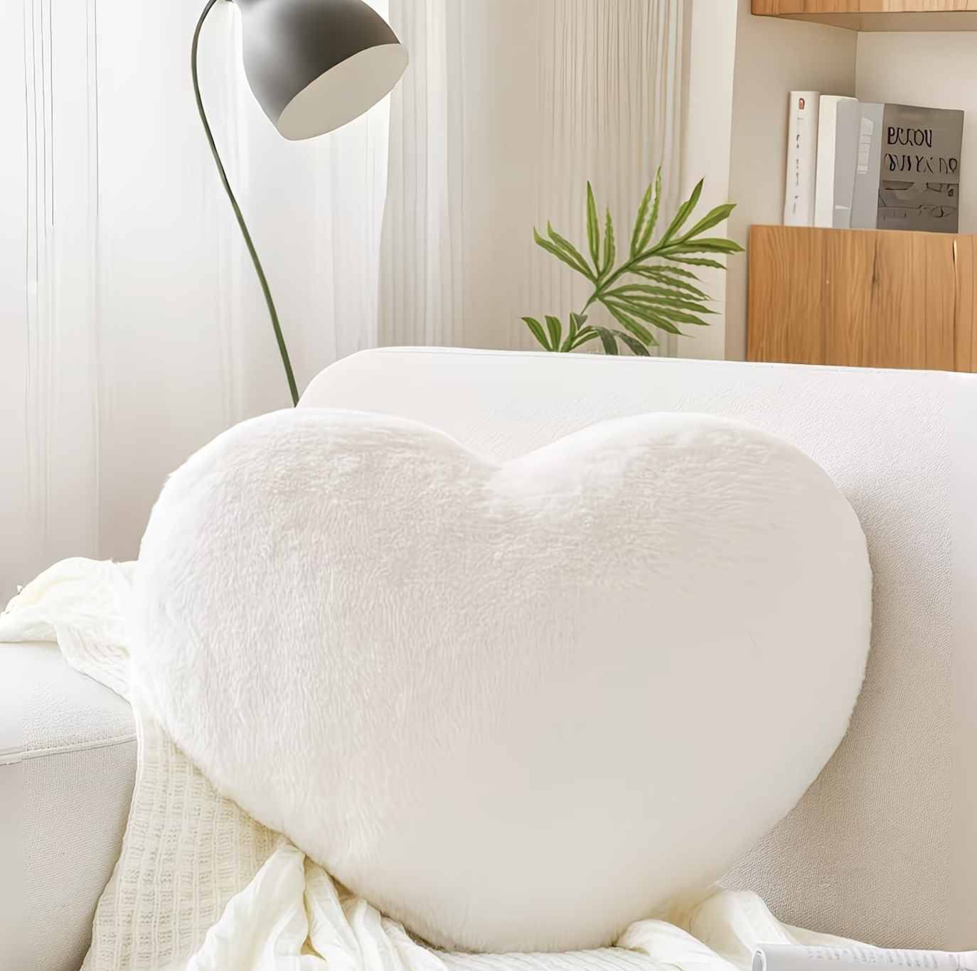 Hart Kussen Wit - 50x34cm afbeelding 2