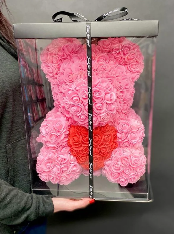 XXL Roosbeer Roze met Rood Hart