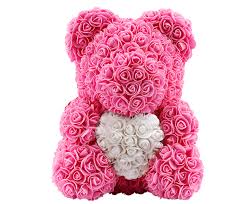 XXL Roosbeer Roze met Wit Hart - 40cm afbeelding 2