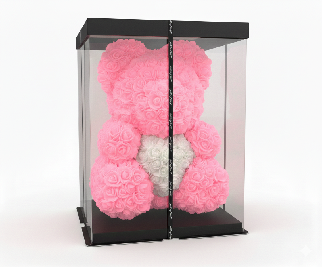 XXL Roosbeer Roze met Wit Hart