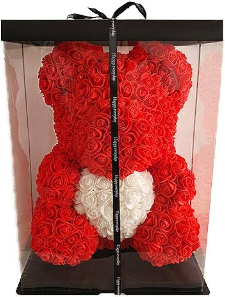 XXL Roosbeer Rood met Wit Hart - 40cm afbeelding 2