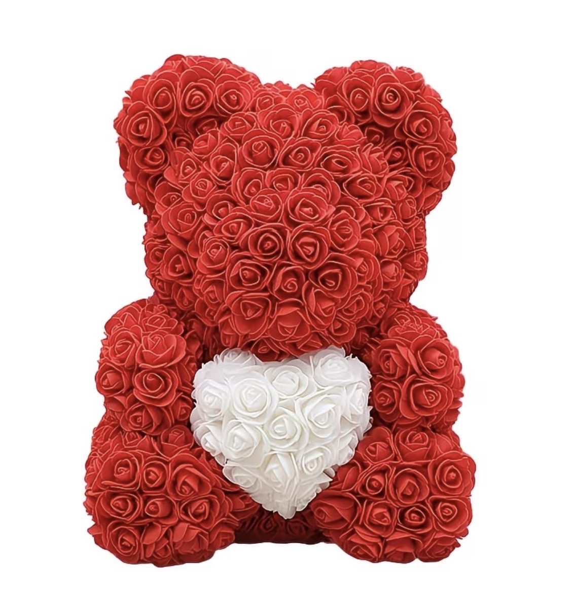 XXL Roosbeer Rood met Wit Hart - 40cm afbeelding 3